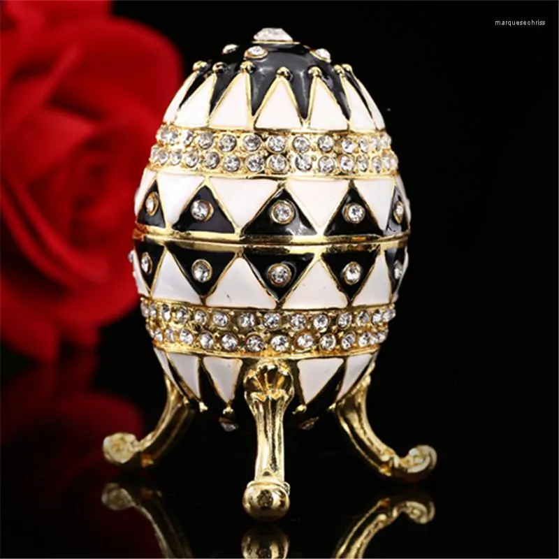 Joyas bolsas Qifu Creative Concise Black and White Faberge Cajas de regalo de huevo para joyas