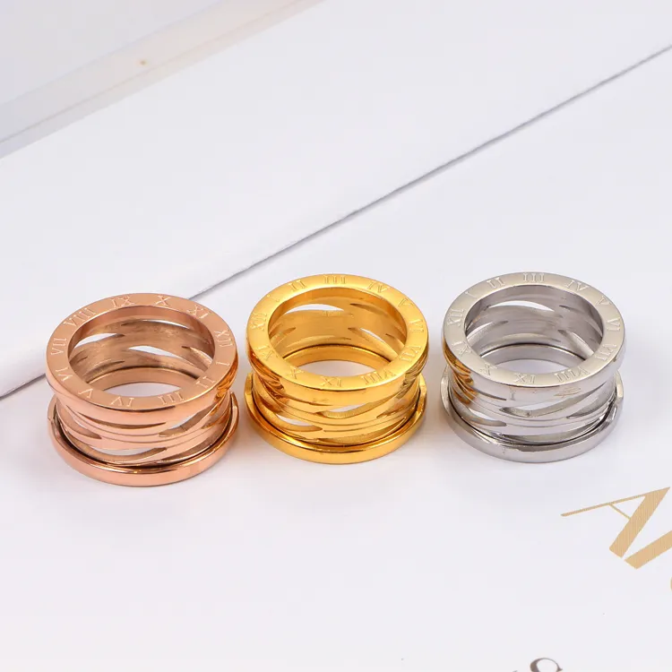 Bijoux de mode 316l Titanium Steel Placing Ring Spring Rose Rose Gold Wide Rings For Woman and Man Womengirl Wedding Mother Day Bijoux Femmes Cadeaux