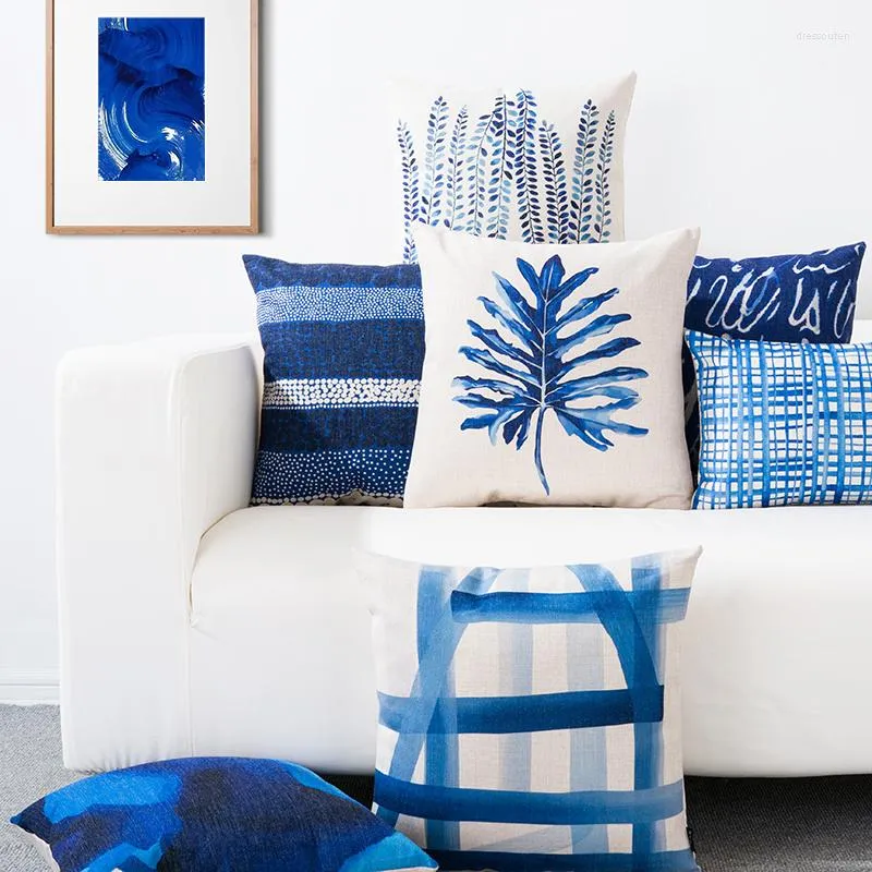 Blue Decorative Pillows Mediterranean Blue Home Decorative Geometric Sofa Chair Waist Cover Case From Dresscuten 11.88 DHgate.Com