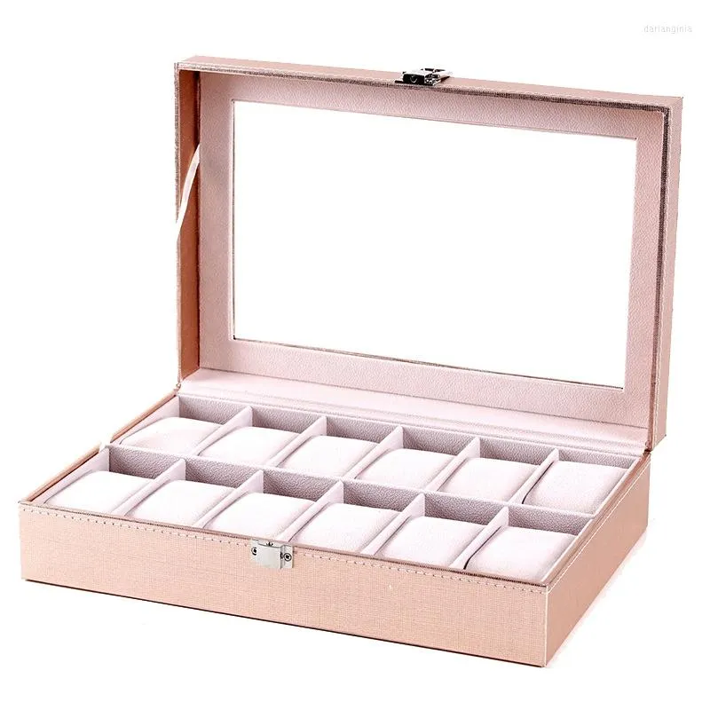 Boîtes à montres étui spécial pour femmes, petite amie, montre-bracelet, boîte de rangement, collection en cuir Pu rose