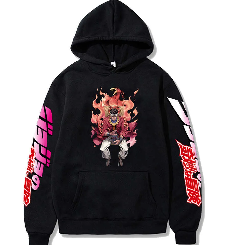 Мужские толстовок толстовок Jojo Bizarre Adventure Harajuku Unisex Hoodie Японское аниме смешная печатная уличная одея