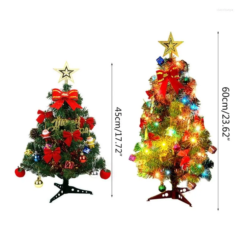 Kerstdecoraties 45/60 cm LED -kunstmatige boom met Pinecone Santa Bow Lint Ornamenten 54DC