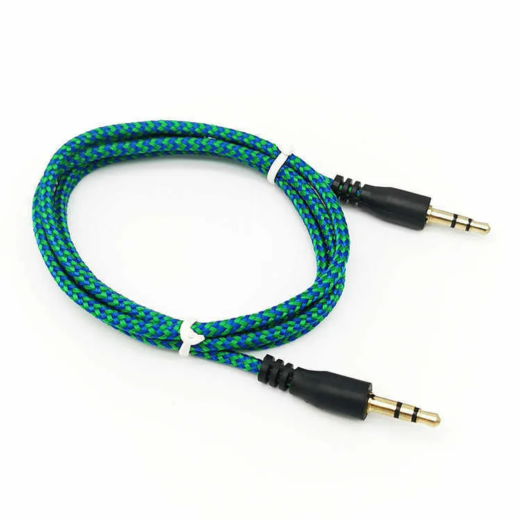 Braided Audio Auxiliary Cable 1m 3.5mm AUX Extension Male to Male Stereo Car Nylon Cord Jack For Smartphone PC MP3 Headphone Speaker
