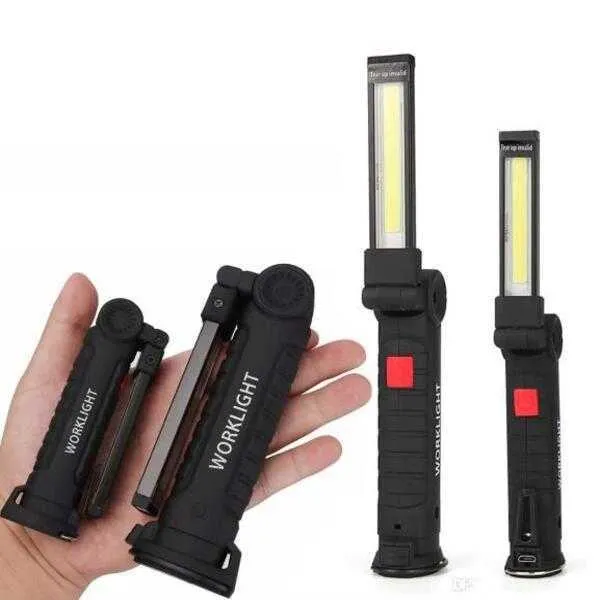 Lanterna portátil de acampamento ao ar livre lâmpada de tocha led 5 modos USB Recarregável embutido na luz LED da bateria com ímã