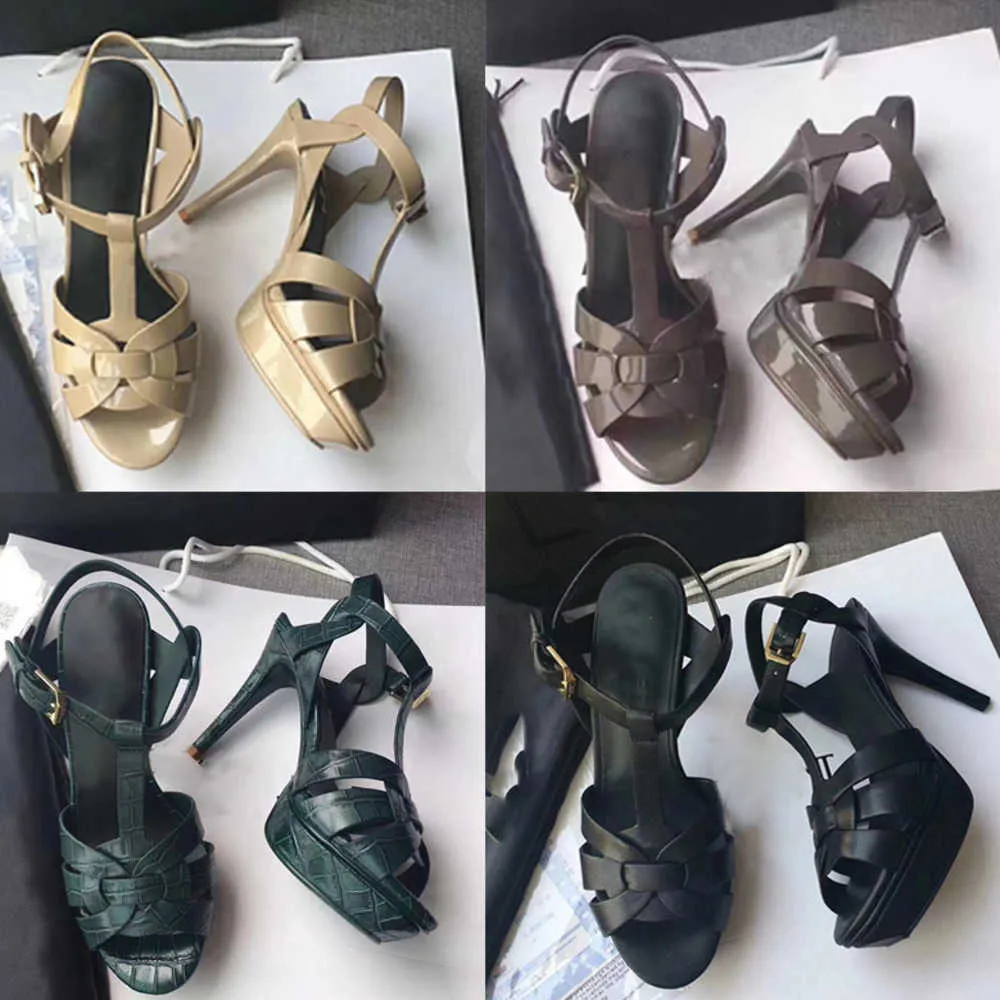 Sandals Small Fragrance Pure Gold Luxury Designer Sandals Platform T-strap High Heels Sandals Lady Shoes Party Shoes 10cm With Box US 4-11 NO23