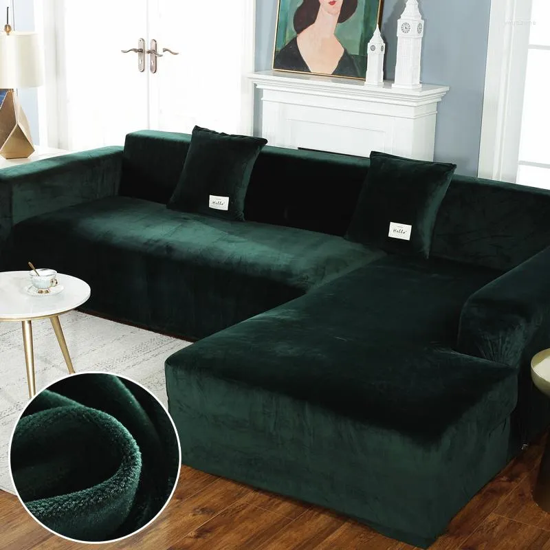 Pokrywa krzesła pluszowa sofa do salonu aksamitne elastyczne solidne narożne rogu segmentowe szezlongowe salon zestaw fotela l kształt fotela