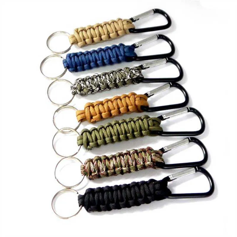 Utomhus Gear Mountaineering Buckle Key Chain Survival Rope Escape Paracord Vandring Camping Mountaineer Key Ring Carabiner Multifunktion