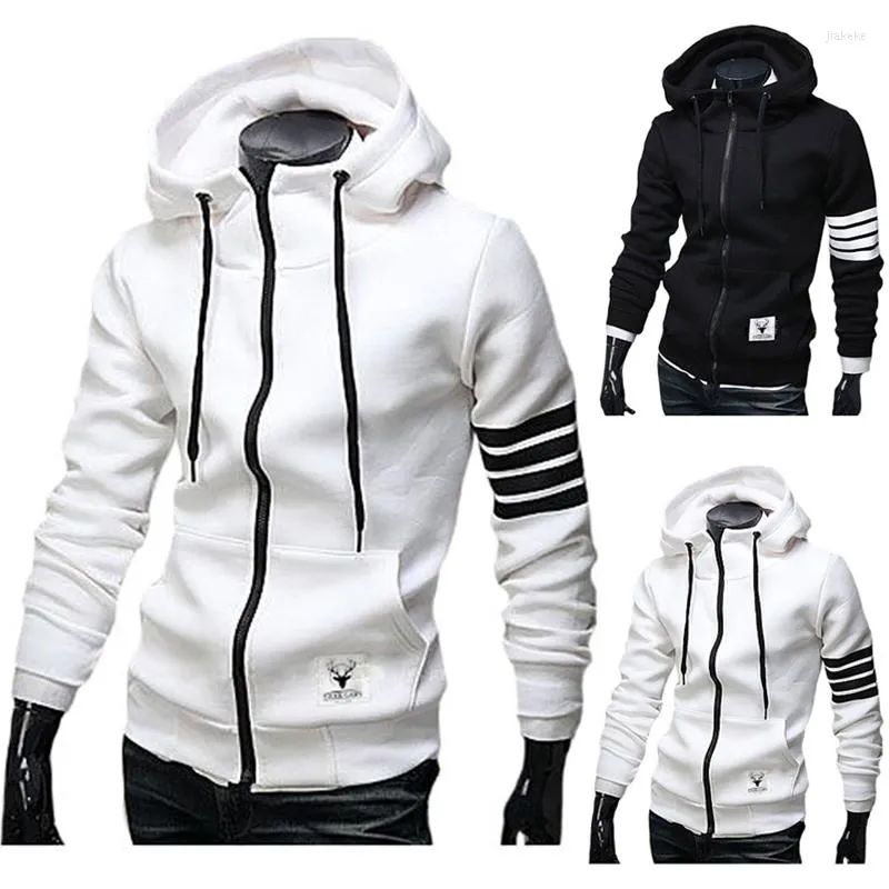 Herrtröjor män manlig vår huva hooded sport kappa mode fast färg smal mäns tröja sudaderas con capucha moletom