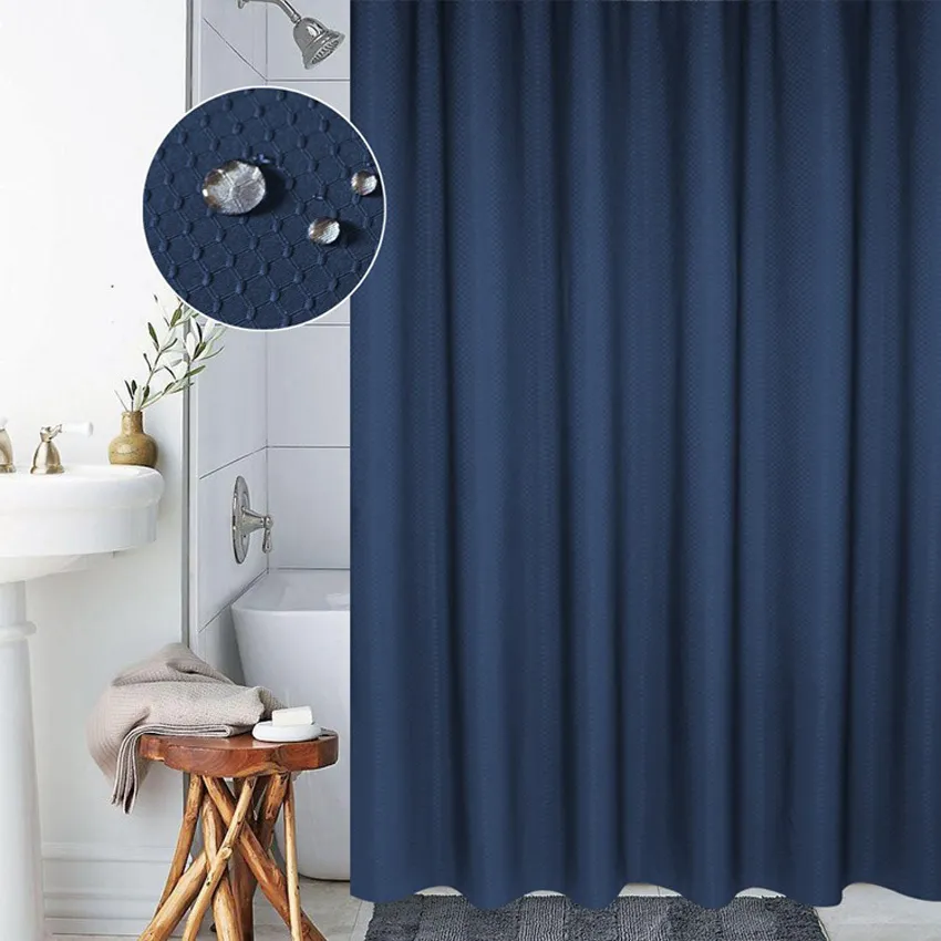 Shower Curtains Honeycomb Pattern Shower Curtain el Advanced Thick Waterproof Mildew Polyester Bathing Cover Solid Color Bathroom Curtain 221008