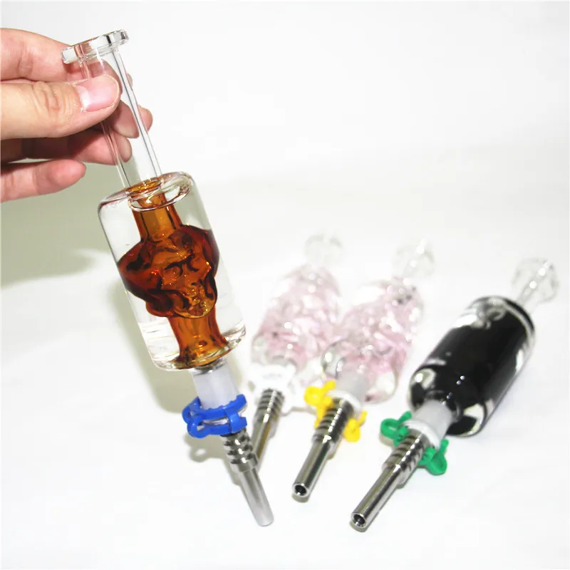 Tubos de vidro de néctar de narguilé com pontas de aço inoxidável de 14mm Quartz Tip Oil Rig Concentrate Dab Straw para vidro Bong