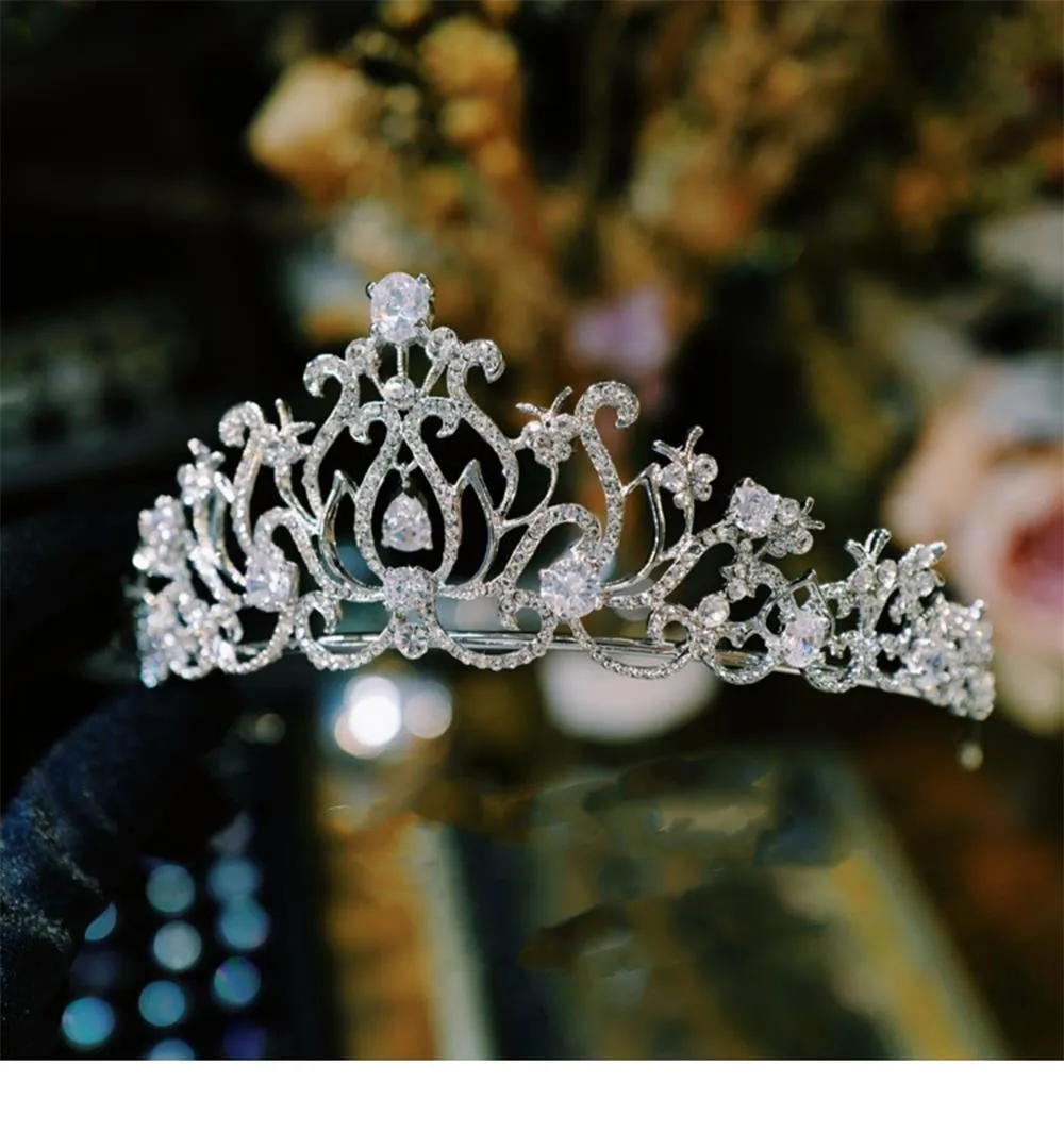 Coiffe de robe de mariée principale Couronne de mariée européenne et américaine Cérémonie d'anniversaire de grande princesse de luxe ZD003