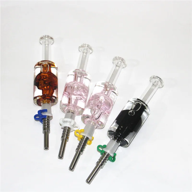 Acessórios para fumar Mini -néctar de 14 mm Micro kits de vidro fumando norto de palha com dicas de quartzo de aço inoxidável