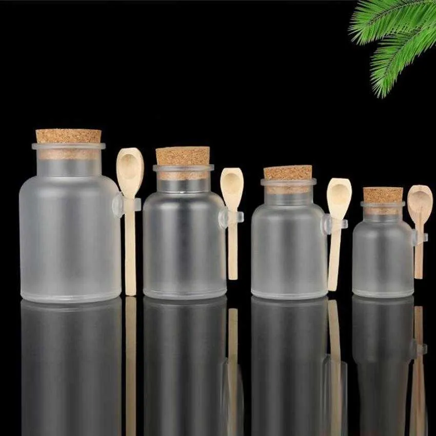 Frosted Plastic Cosmetic Bottles Containers With Cork Caps And Spoon ...
