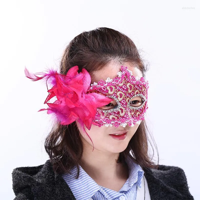 Parti Maskeleri Seksi Kadınlar Dantel Rhinestone Papinik Yan Çiçek Maskesi Göz Yüz Masquerade Ball Prom Kostüm