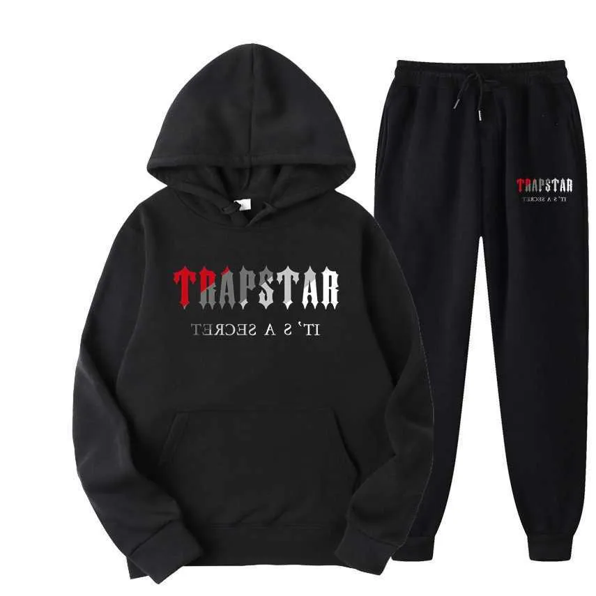 Men s Tracksuits FW Trapstar Men Women Tracksuit Brand Printed Streetwear Sportswear WarmTwo Pieces Set Hoodie Pants Jogging Hooded G221010