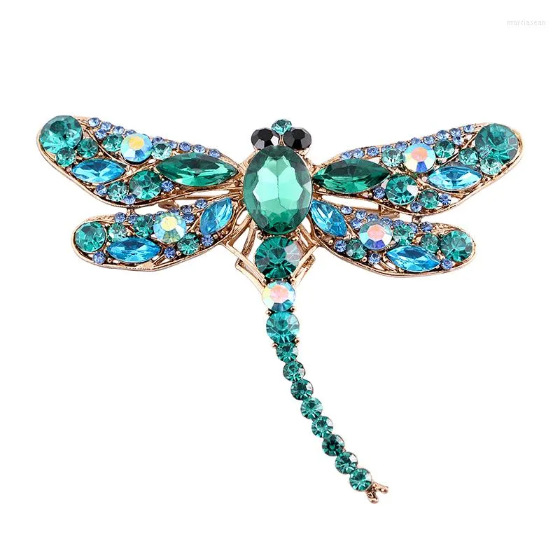 Brooches EASYA 3 Colors Large Crystal Dragonfly For Women Fashion Cute Insect Brooch Pin Coat Accessories Jewelry