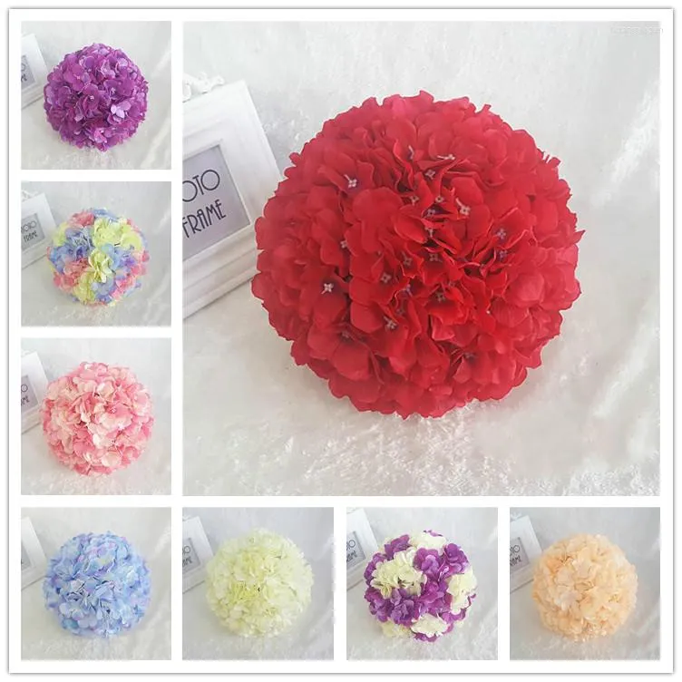 Kwiaty dekoracyjne Wysokiej jakości 6 "15 cm sztuczne kulki hortensji do DIY Dekoracja ślubna impreza dom El Decor Ball Ball 12 kolorów