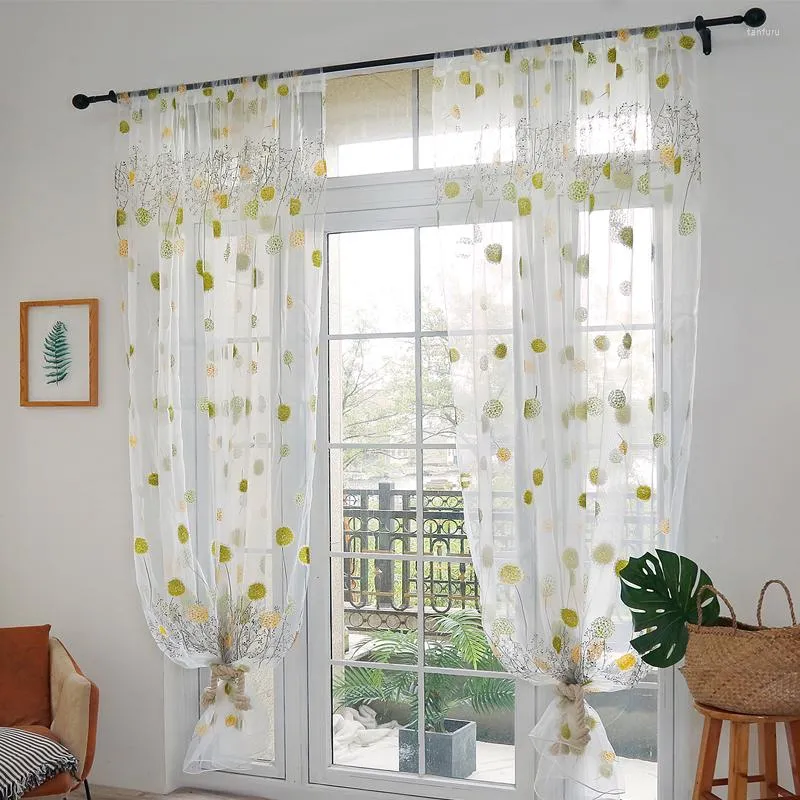 Vorhang Blume gedrucktes Fenster für lebendige Balkon Voile Drapery Valance Küche Home Dekoration