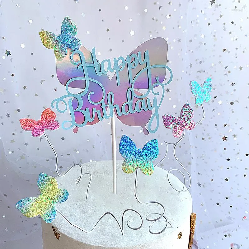 Festive Supplies Non-Fabric Butterfly Wedding Cake Decorating Cupcake Toppers Happy Birthday Baking Decoration Tools