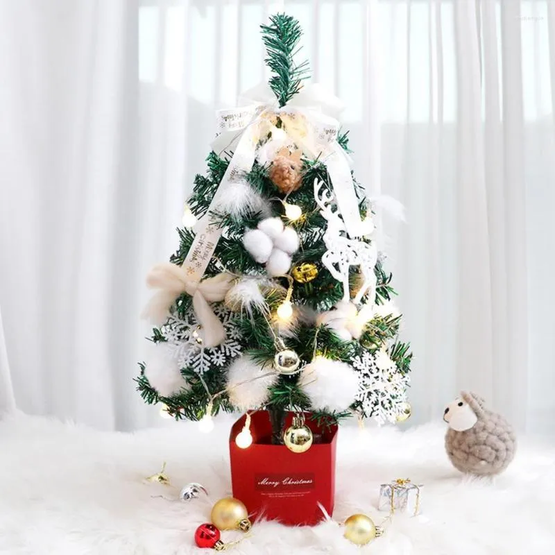 Рождественские украшения 1 набор милый мини -дерево очаровательный лук