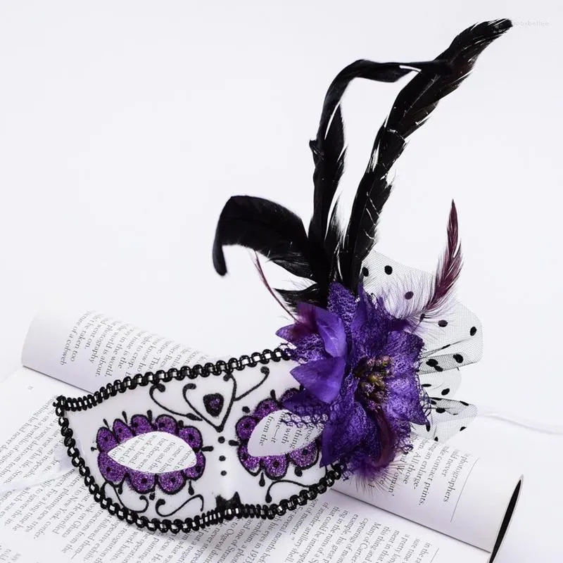 Parti Maskeleri 1 PCS Kadın Kızlar Çiçek Tüyü Mardi Gras Masquerade Maske Karnaval Balo Venedik Yarı Retro Kostüm Doğum Günü Cadılar Bayramı