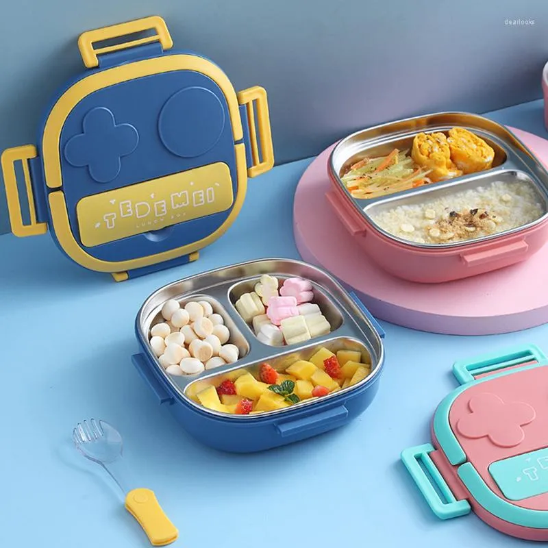 食器セットは子供向けポータブルランチボックス304ステンレス鋼の赤ちゃんの子供の学生屋外キャンプピクニックコンテナベント