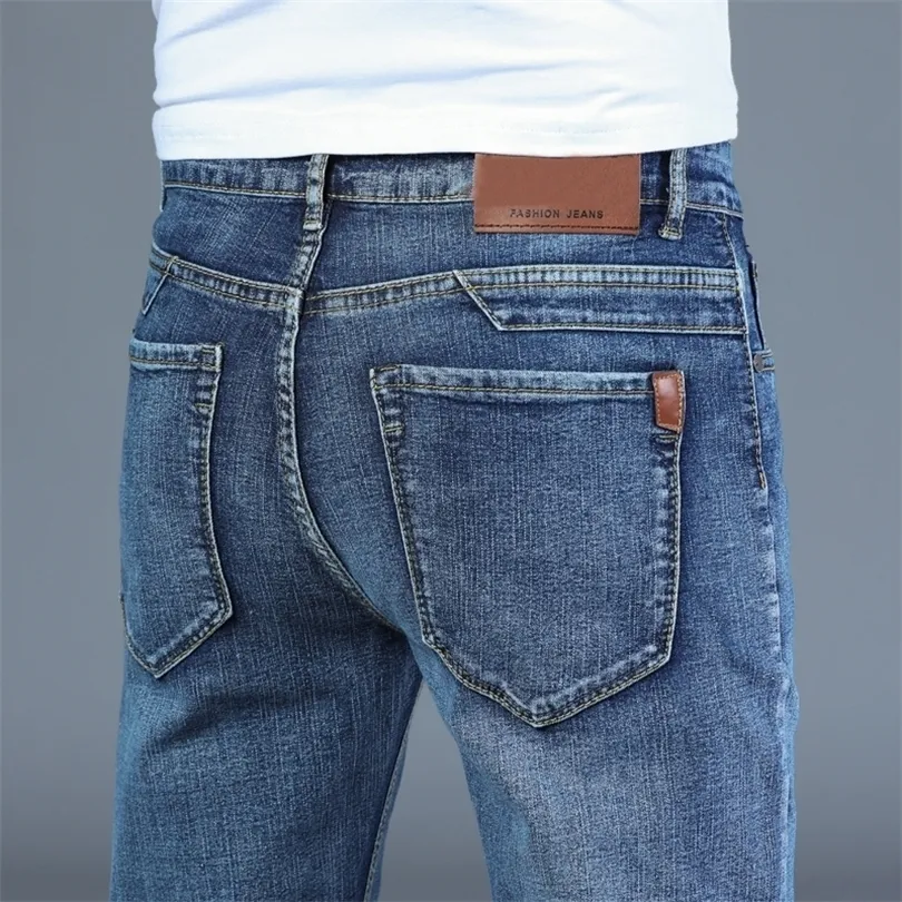 Mens Jeans Spring Autumn Mens Smart Jeans Affär Fashion Straight Regular Blue Stretch Denim Trousers Classic Men Plus Size 2840 221008