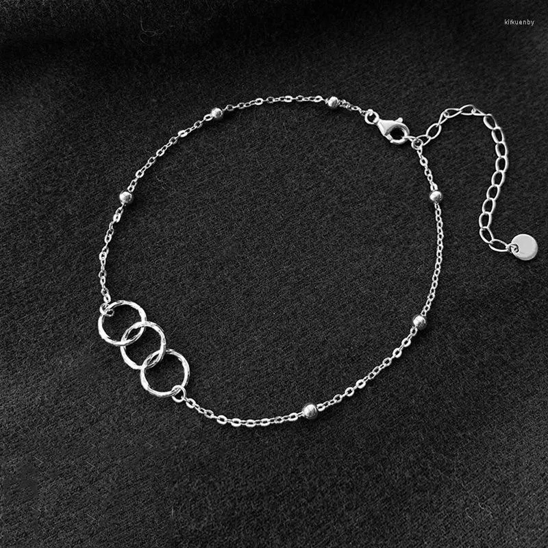 Anklets Original Design Circle Anklet 925 Sterling Silver Womens Simple Fashion Diy Fine Jewelry Valentine's Day Gifts