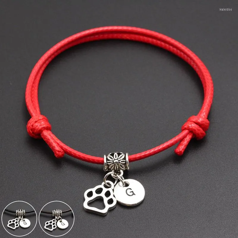 Bracelets de charme A-Z inglês alfabeto impressão de cachorro Vermelho Bracelete de corda Handmade Diy Lucky para mulheres joias de homens