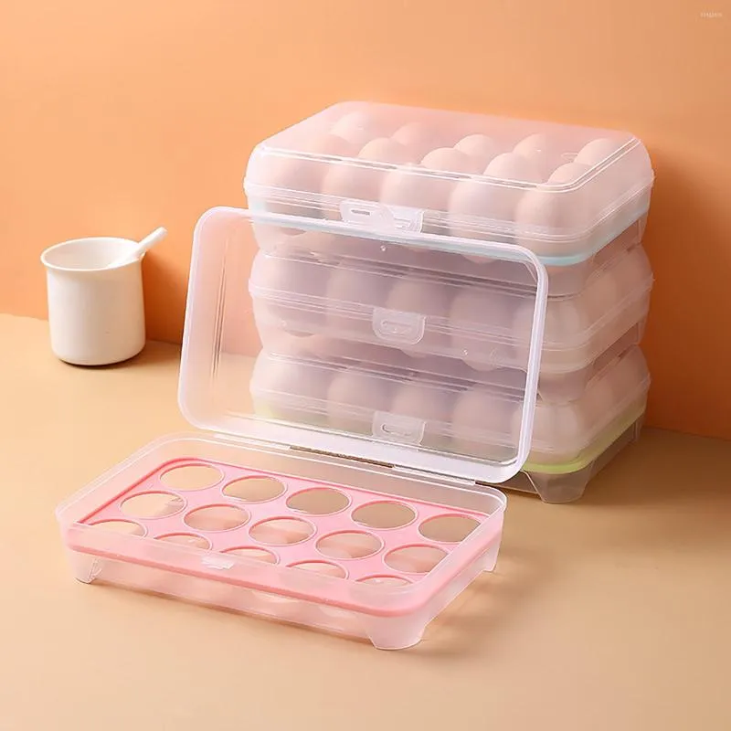 Storage Bottles 15 Grids Large Capacity Egg Holder For Refrigerator Household Fresh Box Fridge Chicken Container