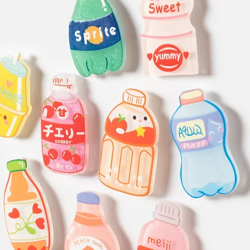 Mini drink food play refrigerator magnet creative simulation cartoon acrylic magnetic lovely whiteboard decoration magnet