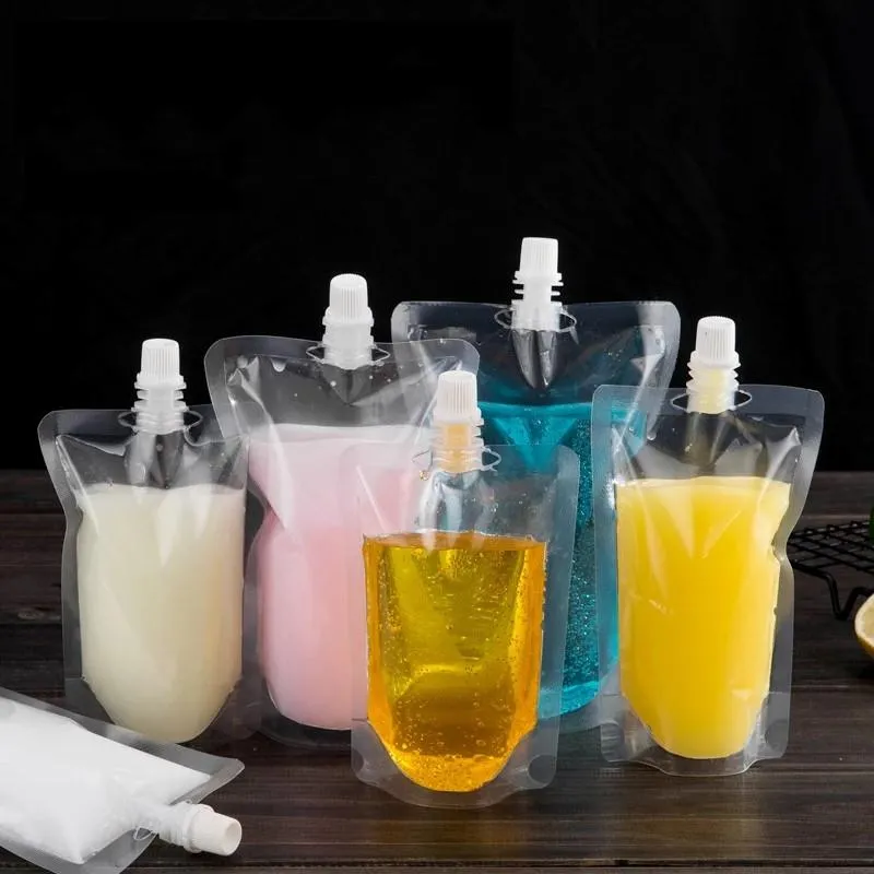 Volwassen dranken Pouches Freeisterbaar Clear Bag Flask Stand -up Plastic drinkverpakkingszakken 100 ml 200 ml 300 ml