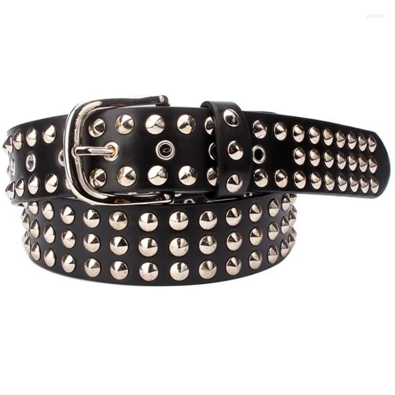 Bälten Big Metal Rivet Belt Women Round Nitets Spike Sequins Punk Simple Decorative Waistband för män