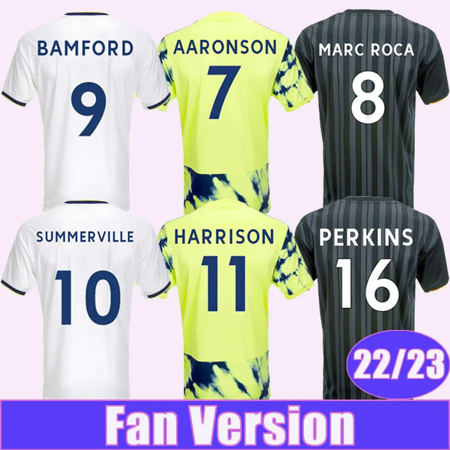 22 23 Adams James Bamford Męskie koszulki piłkarskie Harrison Llorente R. Rodrigo M. Sinisterra Summerville Cooper Home Away Away Shirts