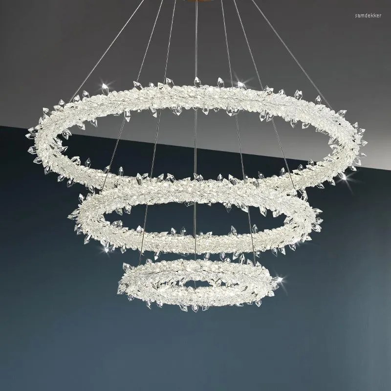 Lampy wisiork Nordic Cololful Snow Floweriers Lode Crystal żyrandol luksusowe oświetlenie salon dekoracja restauracji