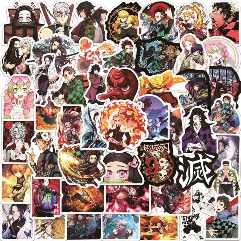 50pcs Demon Slayer Kimetsu no Yaiba Sticker مقاومة للماء زجاجات متينة أجهزة الكمبيوتر المحمولة ملصقات أجهزة الكمبيوتر المحمولة