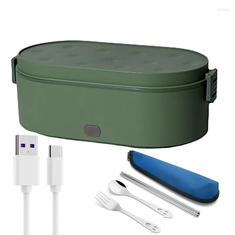 Servis uppsättningar USB Plug Electric Lunch Box rostfritt stål hemmakontorbil lastbil 12v 24v 5v uppvärmning uppvärmd varmare behållare uppsättning för