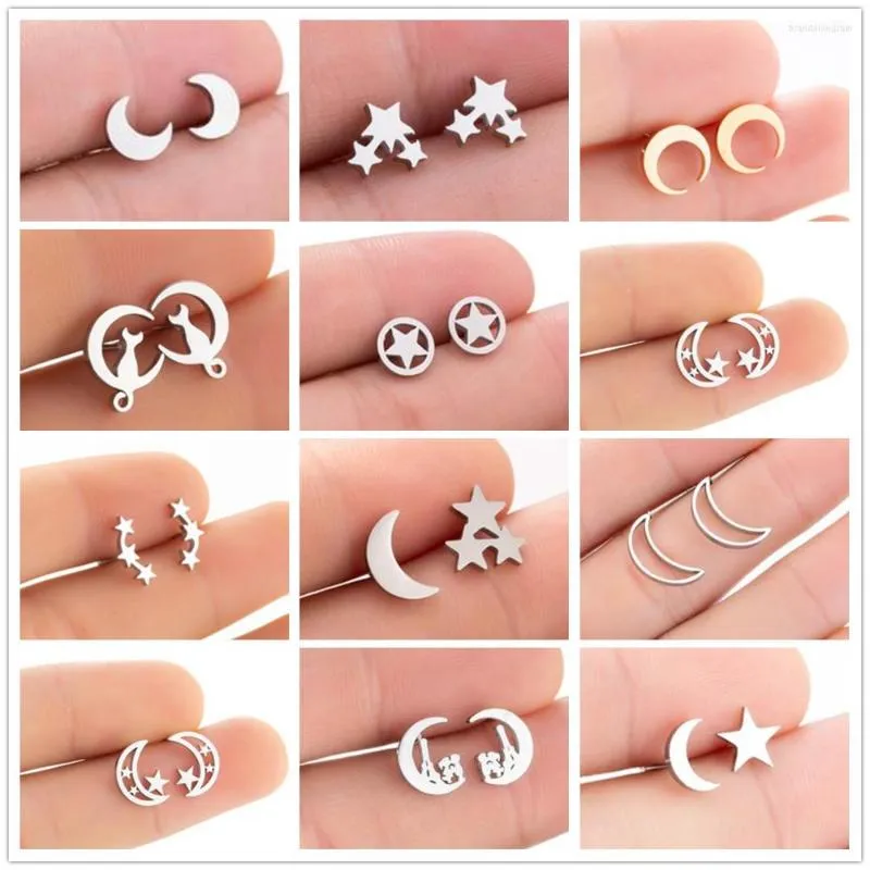 Ohrstecker Trendy Edelstahl Mond Für Frauen Niedliche Halbmond Ohrstecker Earing Penagram Schmuck Geschenk Orecchini A Lobo