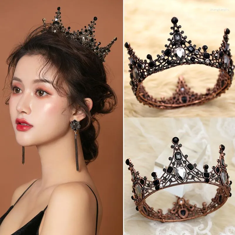 Hair Clips Wedding Tiaras Bride Jewelry For Women Black Diamond Inlaid Hairbands Girls Baroque Noiva Diadem Vintage Princess Crowns
