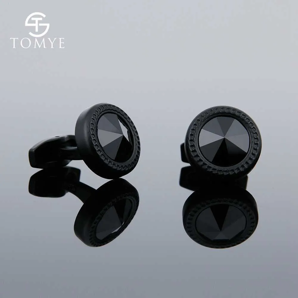 Boutons de manchette pour hommes noir mat rond formel décontracté Unique robe chemise mariage boutons de manchette pour cadeaux