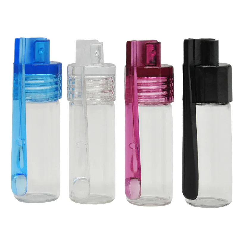 Acrylic Smoking Snuff Bottle Case Containers Snorter Kit With Spoon Lid Portable Sniff Pocket Durable Snuffer Mix Color Snort Saver