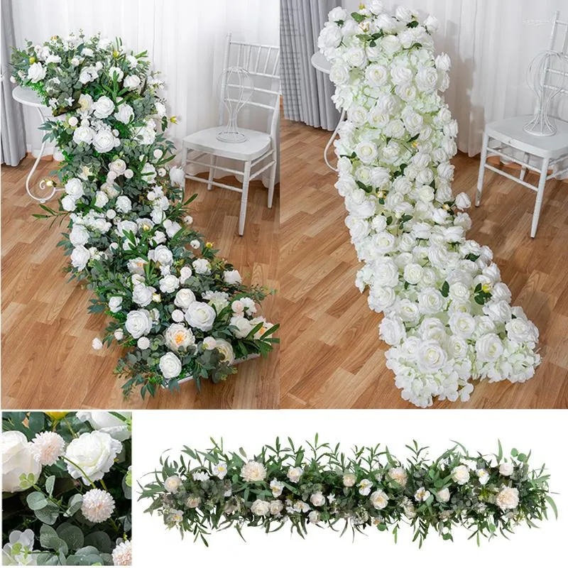 Party Decoration Rose Eucalyptus Leaf Table Runners Flower Wedding Arch Decor Artificial Row Arrangement Event Backdrop Wall Layout