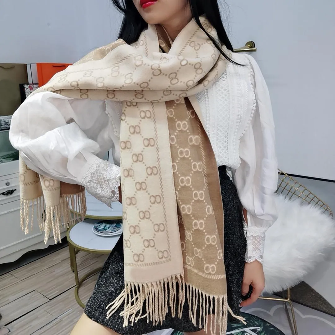 Stylish Women Cashmere Scarf Full Letter Printed Scarves Soft Touch Warm Wraps With Tags Autumn Winter Long Shawls aimeishopping