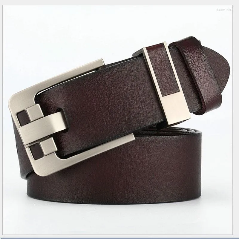 Belts Leather Cowhide Men's Belt Fashion Metal Alloy Pin Buckle Adult Jeans Business Casual Waist Male Strap