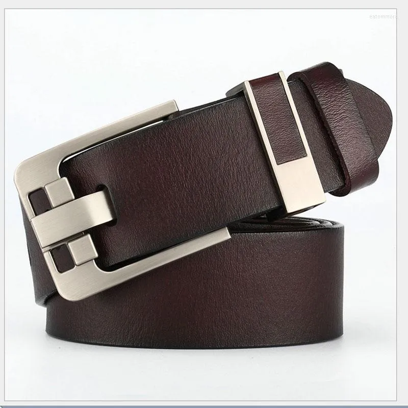 Riemen lederen cowhide heren riem mode metalen legering pin buckle jeans zakelijke casual taille mannelijke riem