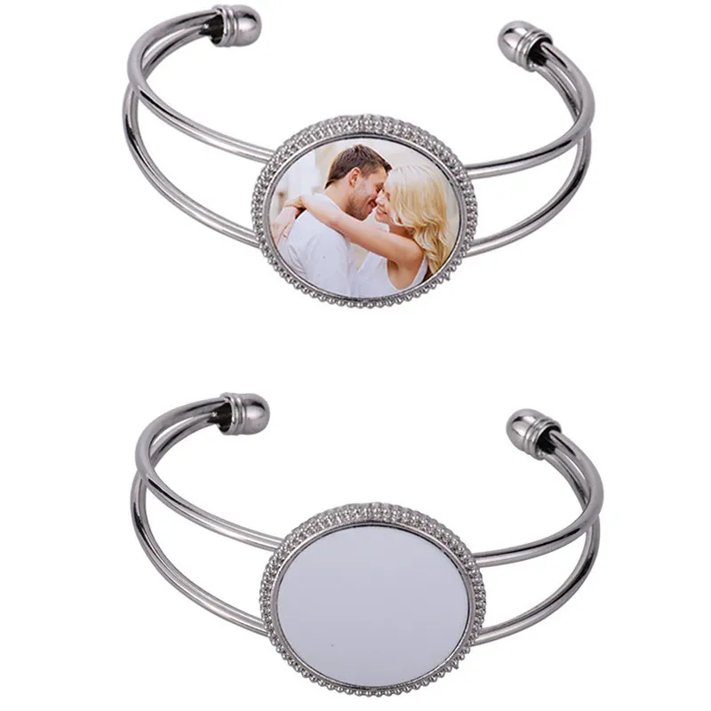 Bracciale a sublimazione in bianco bracciale da uomo in oro di design per donna con stampa a trasferimento in lega d'argento tondo Braccialetti per coppie Regalo di Natale di San Valentino