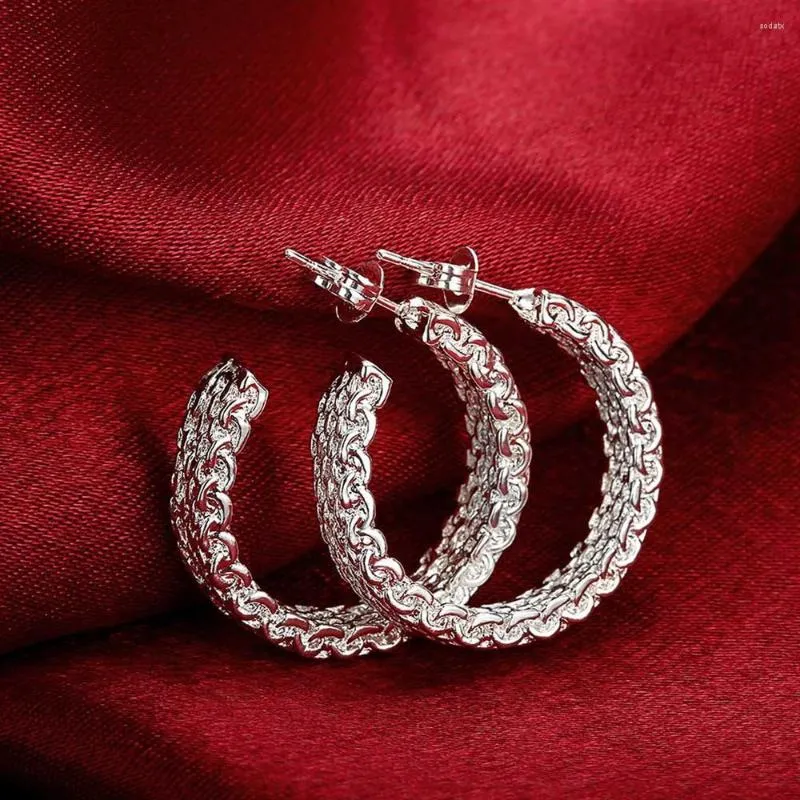 Hoop ￶rh￤ngen charm 925 f￤rg silver retro stil kreativitet studs f￶r kvinnor julklappar gata all-match party smycken