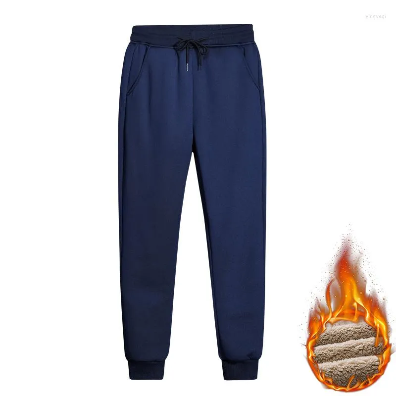 Calça masculina de inverno masculino clássico de moletom de moletom quente de caxemira espessa para homens lã masculino muito ao ar livre y412