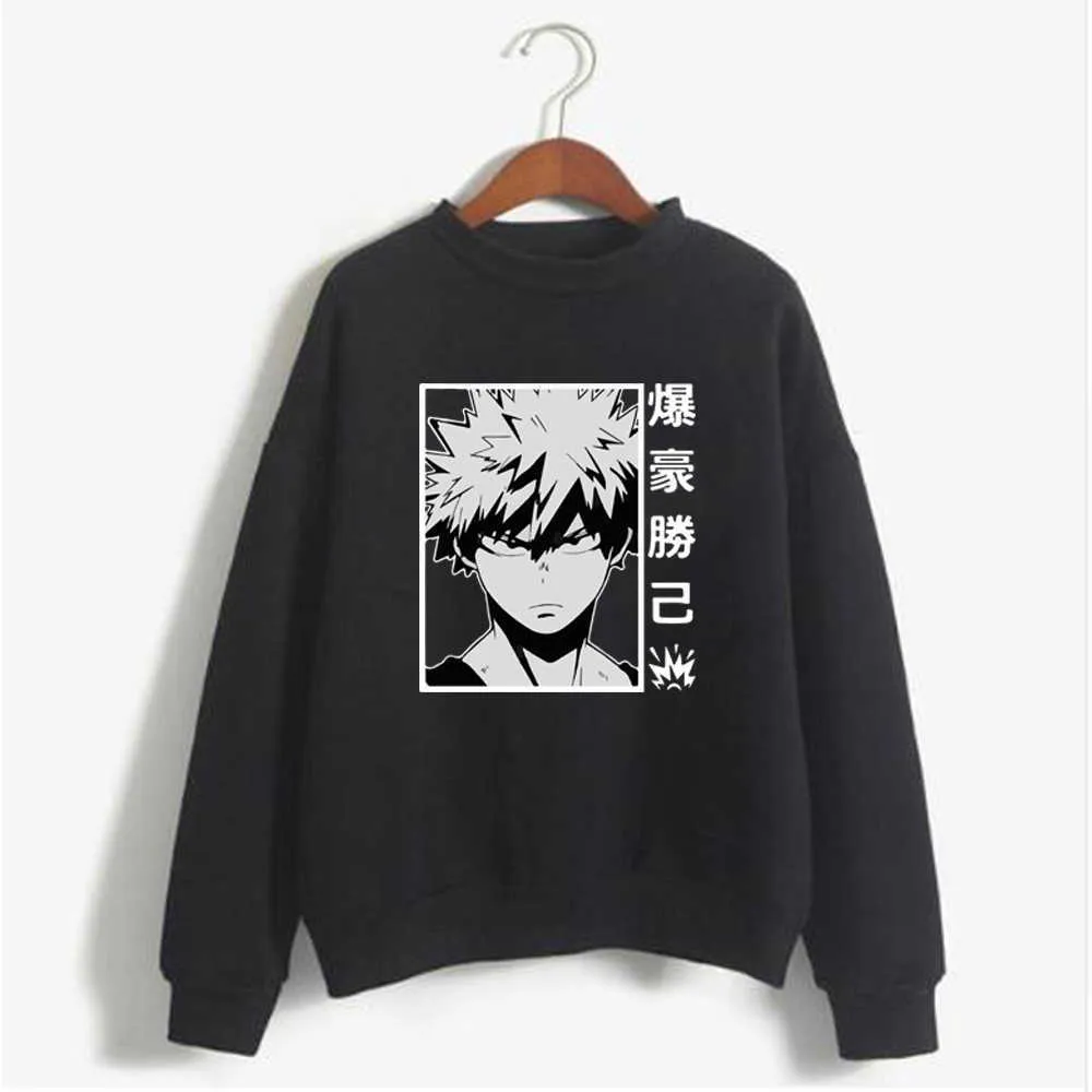 Herrtröjor tröjor harajuku min hjälte akademia män kvinnor långärmad tröja bakugou katsuki anime svarta toppar kläder g221008