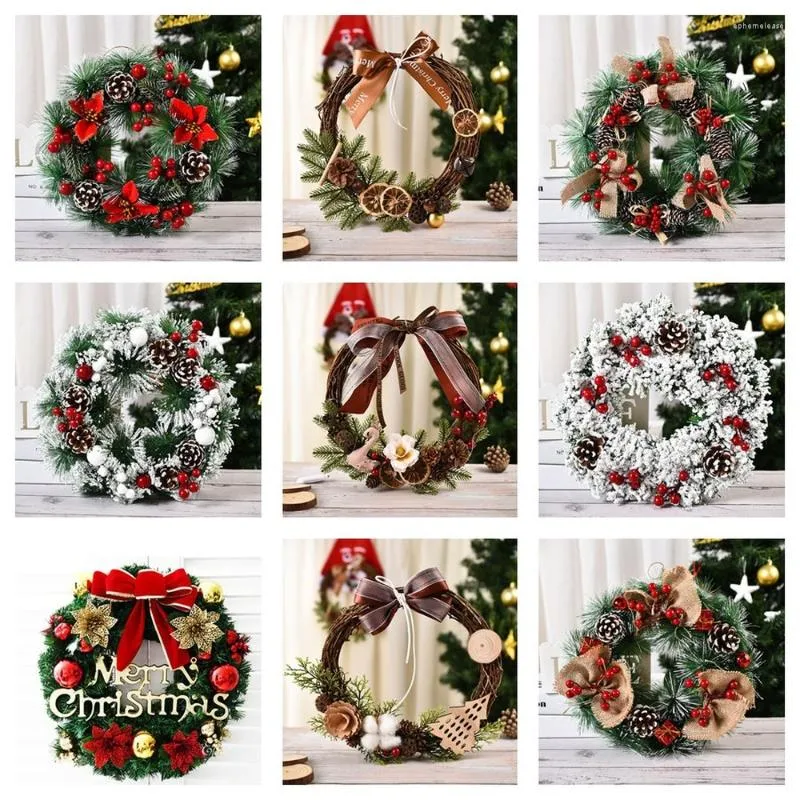 Decorative Flowers Christmas Wreaths Door Hanging Rattan Venue Layout Decorations Garland For Home Party Decor 2022 Year Navidad